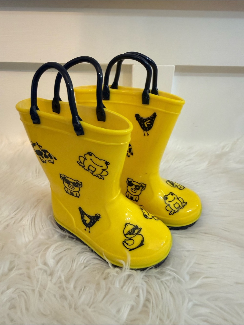 💫4/$25 • Kids Yellow Rain Boots with Animal Print